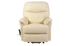 Lars Riser Recliner Single Motor Leather Chair - Cream.